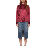 Camicia in seta Chisone in rosso scuro 