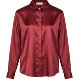 Camicia in seta Chisone in rosso scuro 