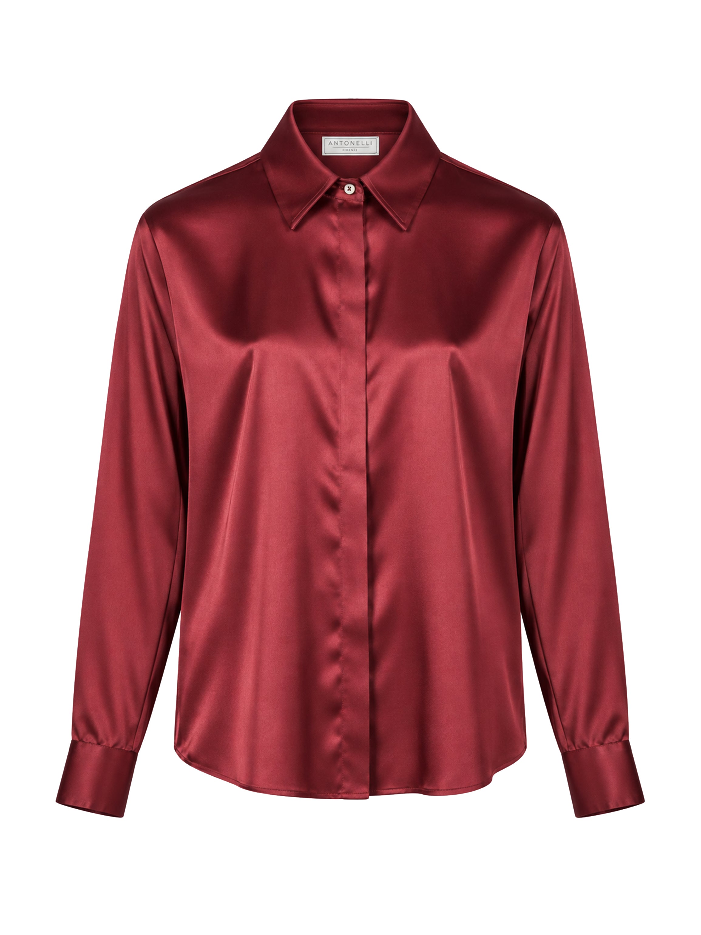 Camicia in seta Chisone in rosso scuro 