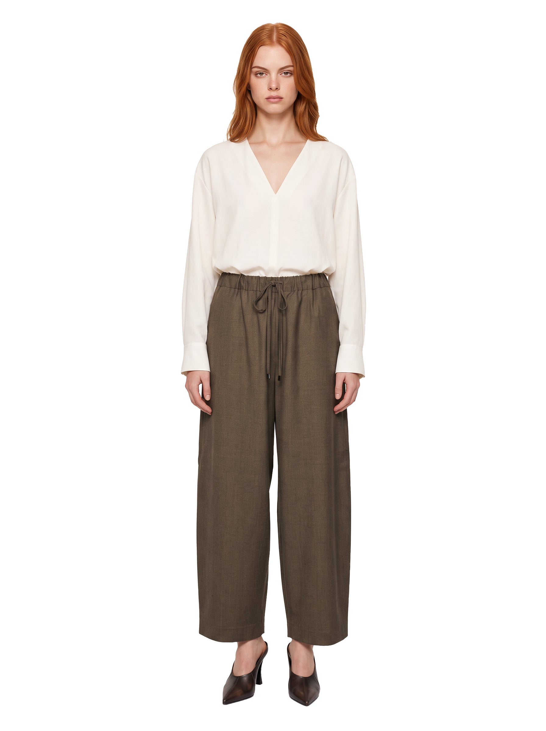 Pantaloni con coulisse San Lorenzo in verde khaki 