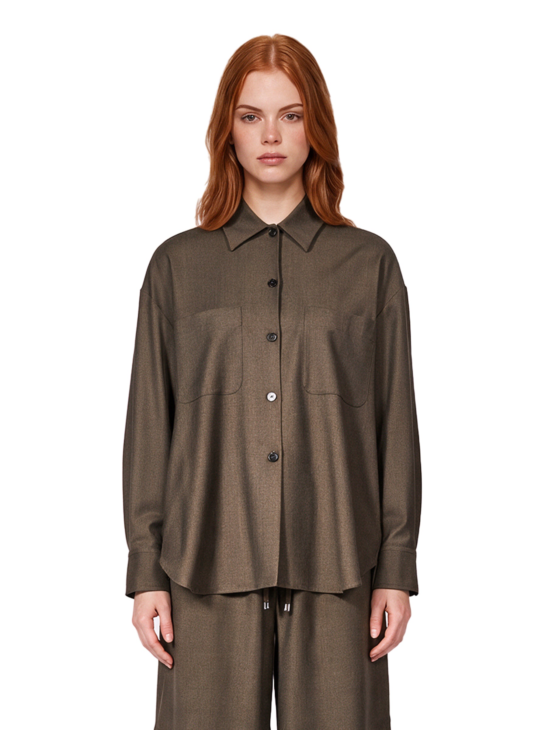 Camicia oversize Azalea in verde khaki 