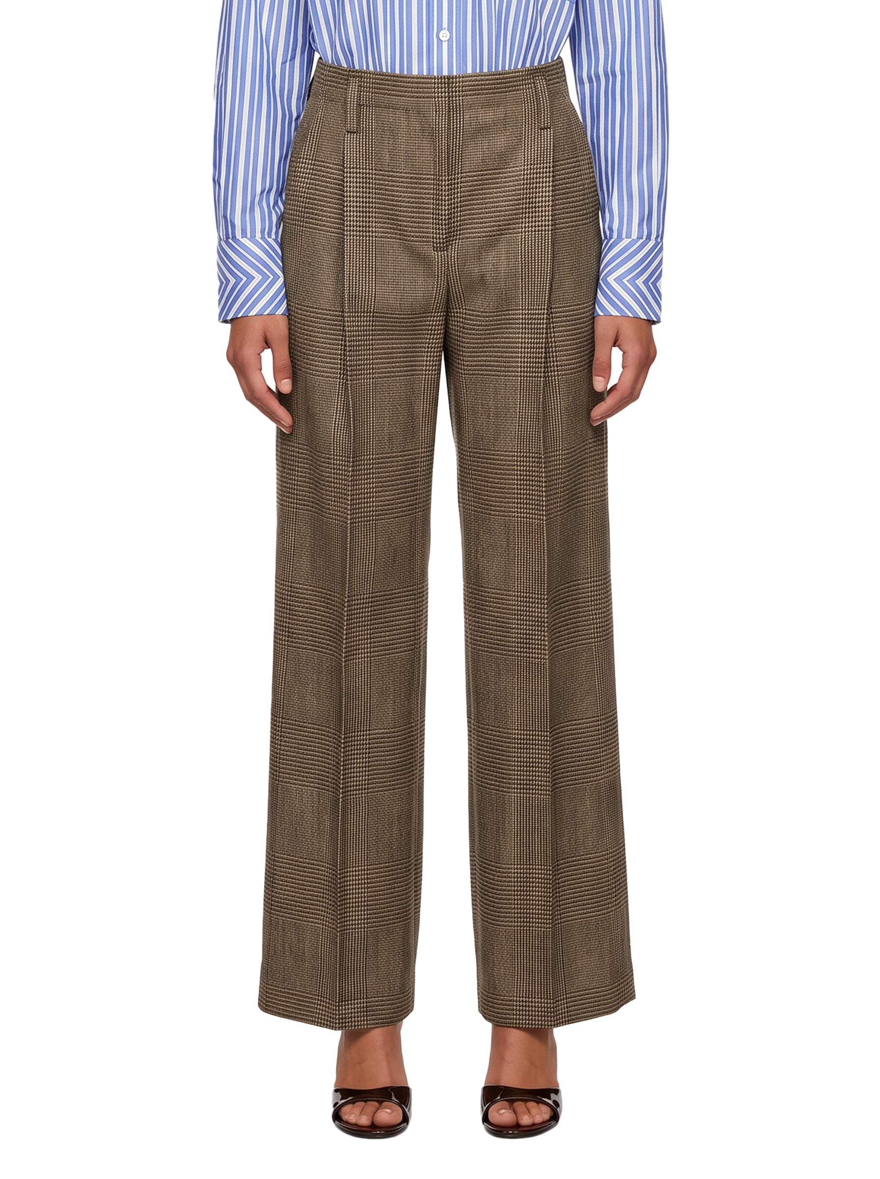 Pantaloni a quadri Pervinca in beige 