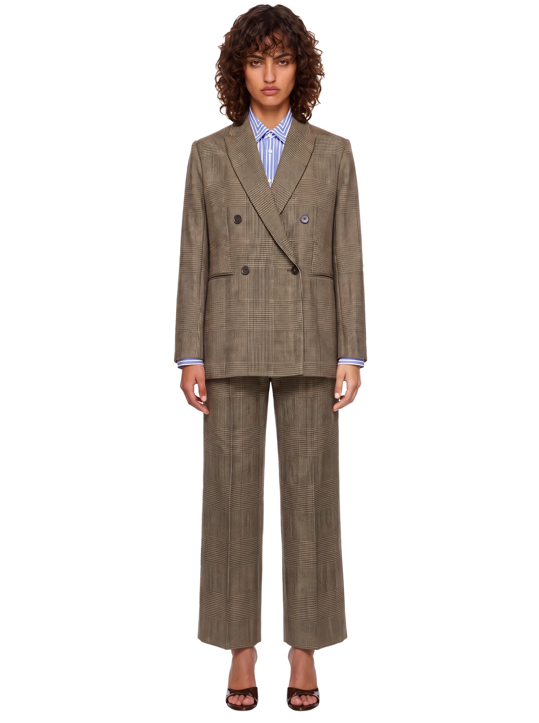 Pantaloni a quadri Pervinca in beige 