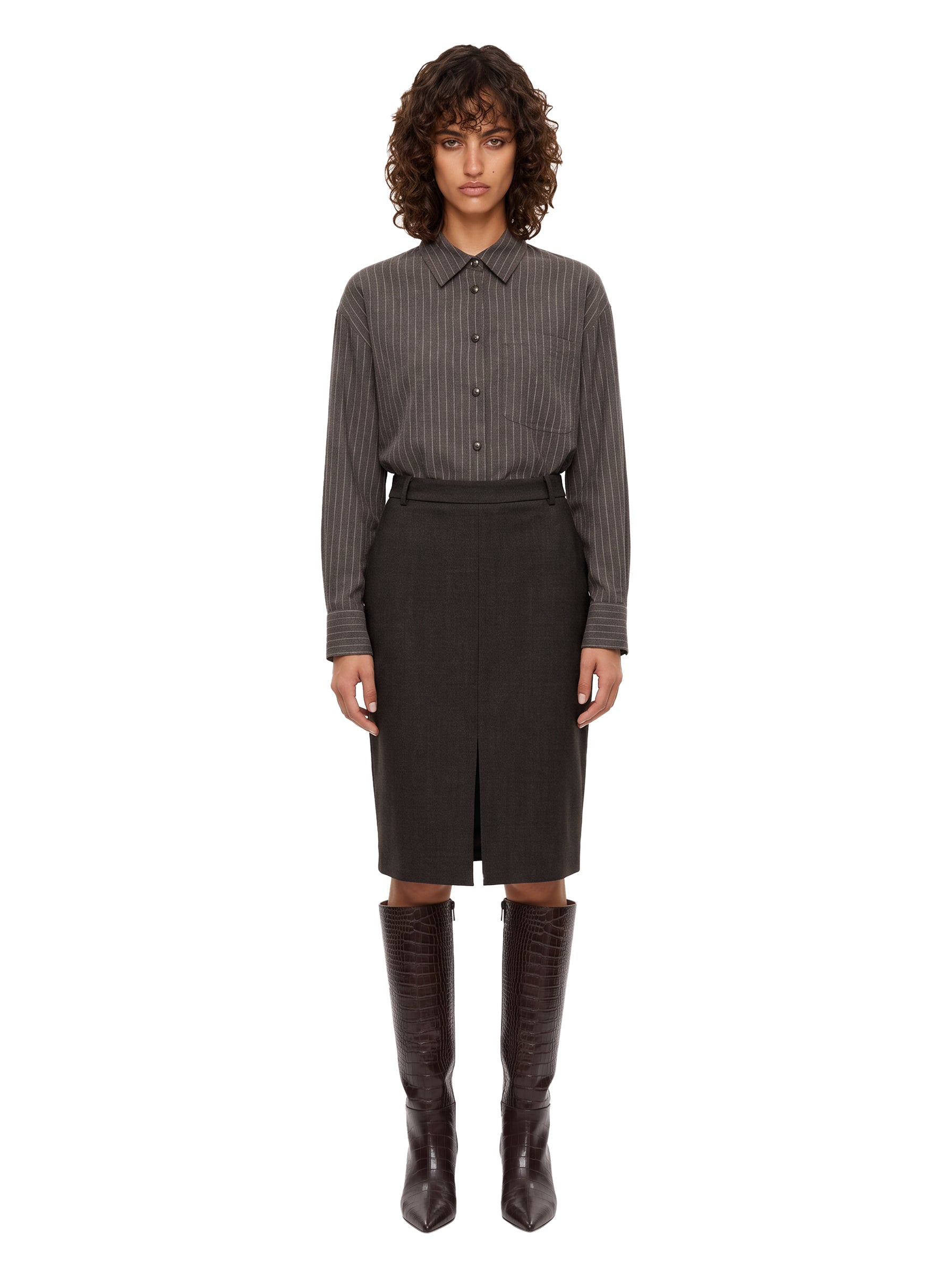 Gonna midi Klimt in marrone 