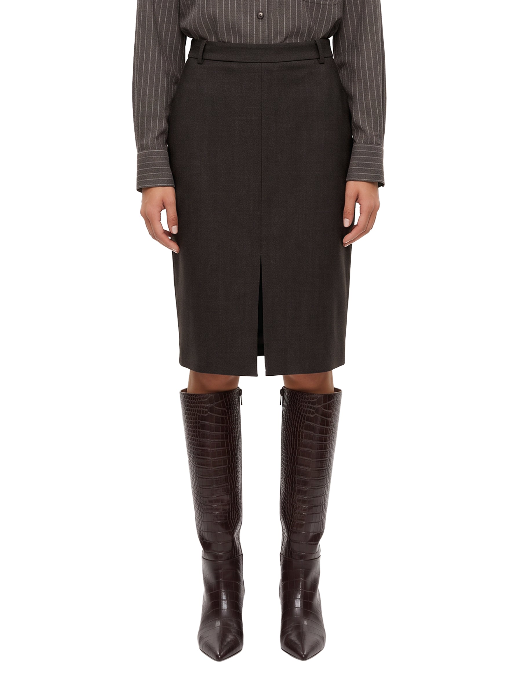 Gonna midi Klimt in marrone 