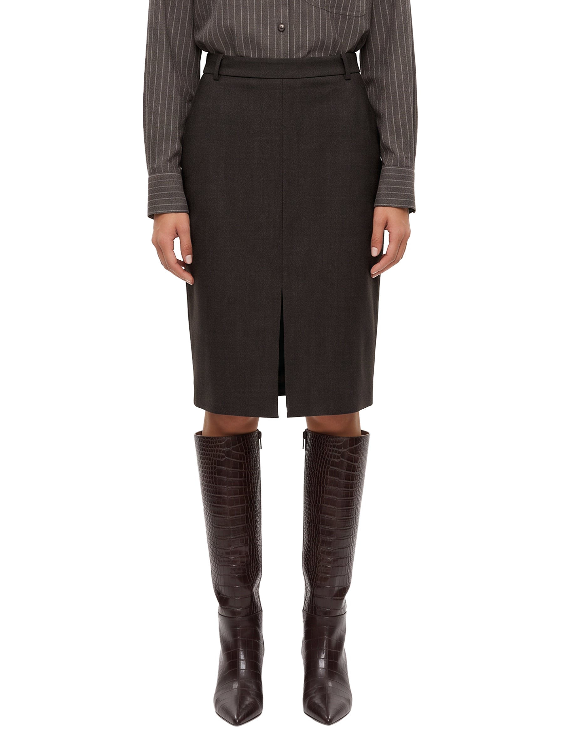 Gonna midi Klimt in marrone 