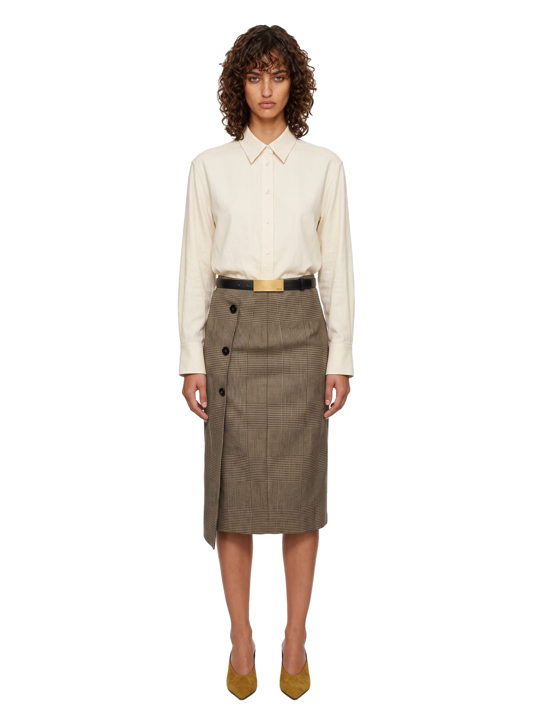 Gonna midi con bottoni Ibisco in beige 