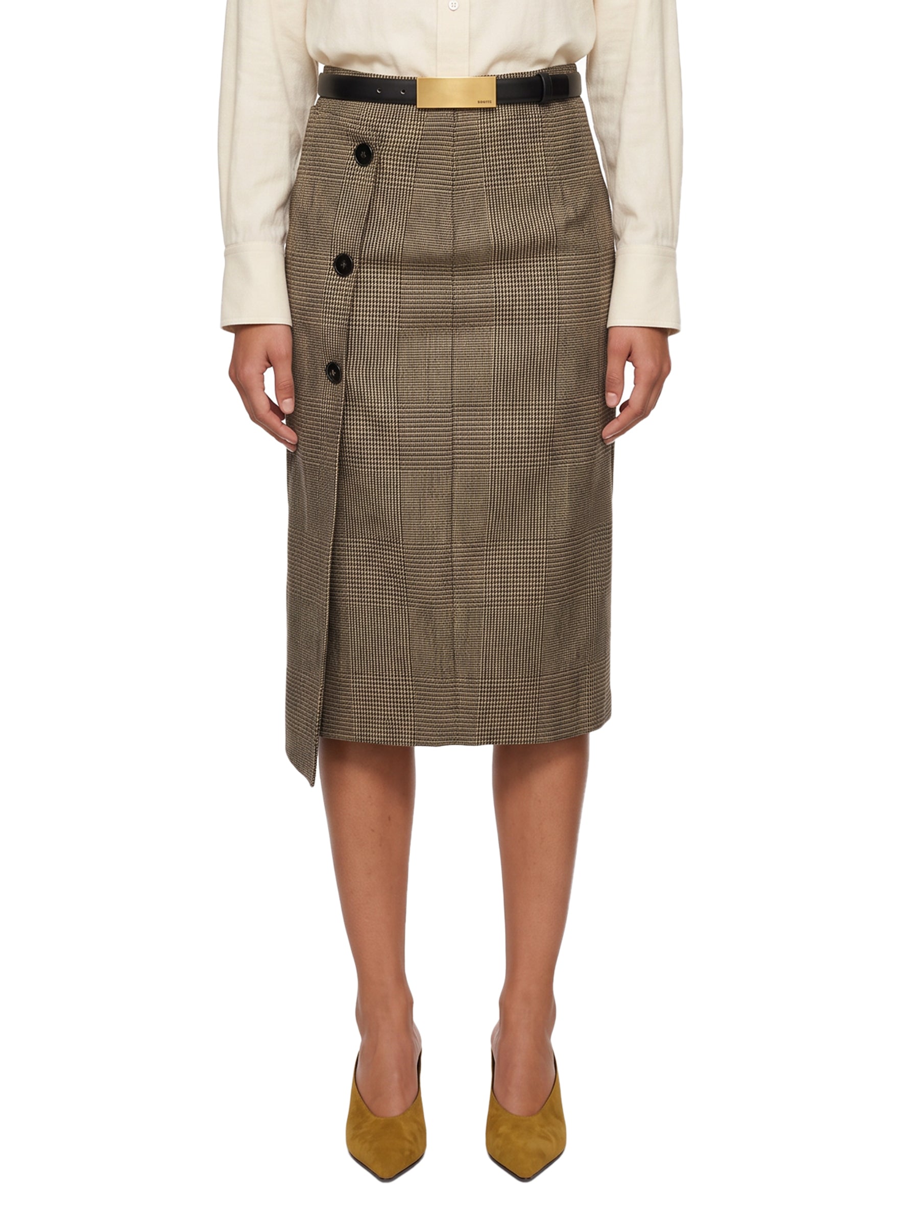 Gonna midi con bottoni Ibisco in beige 
