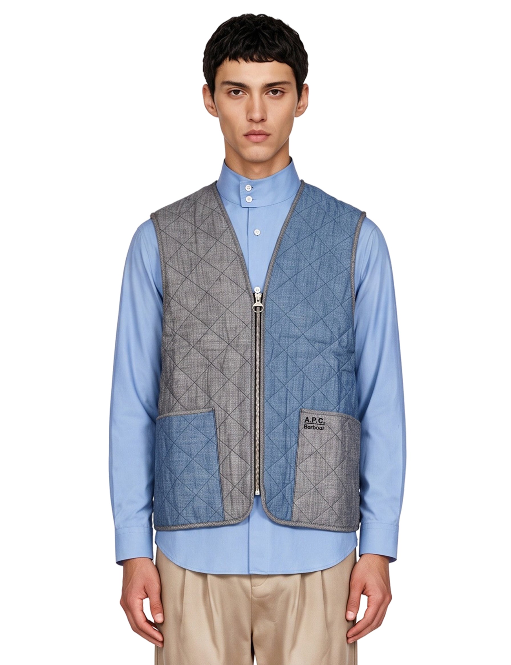 Gilet trapuntato con zip multicolor 