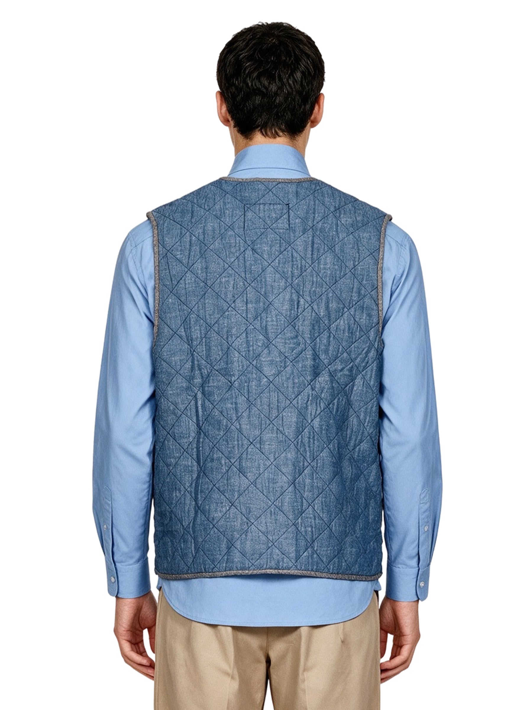 Gilet trapuntato con zip multicolor 