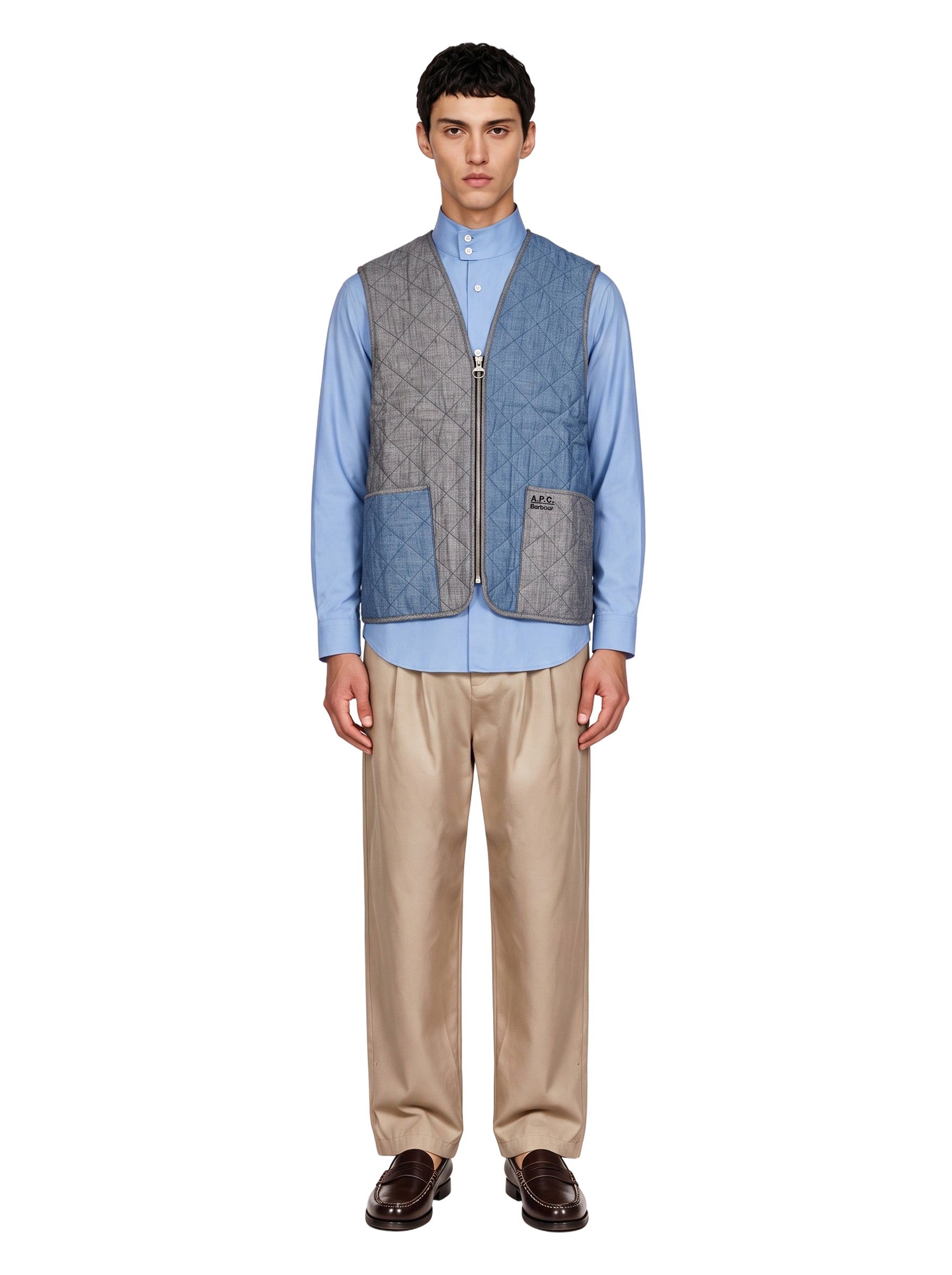 Gilet trapuntato con zip multicolor 
