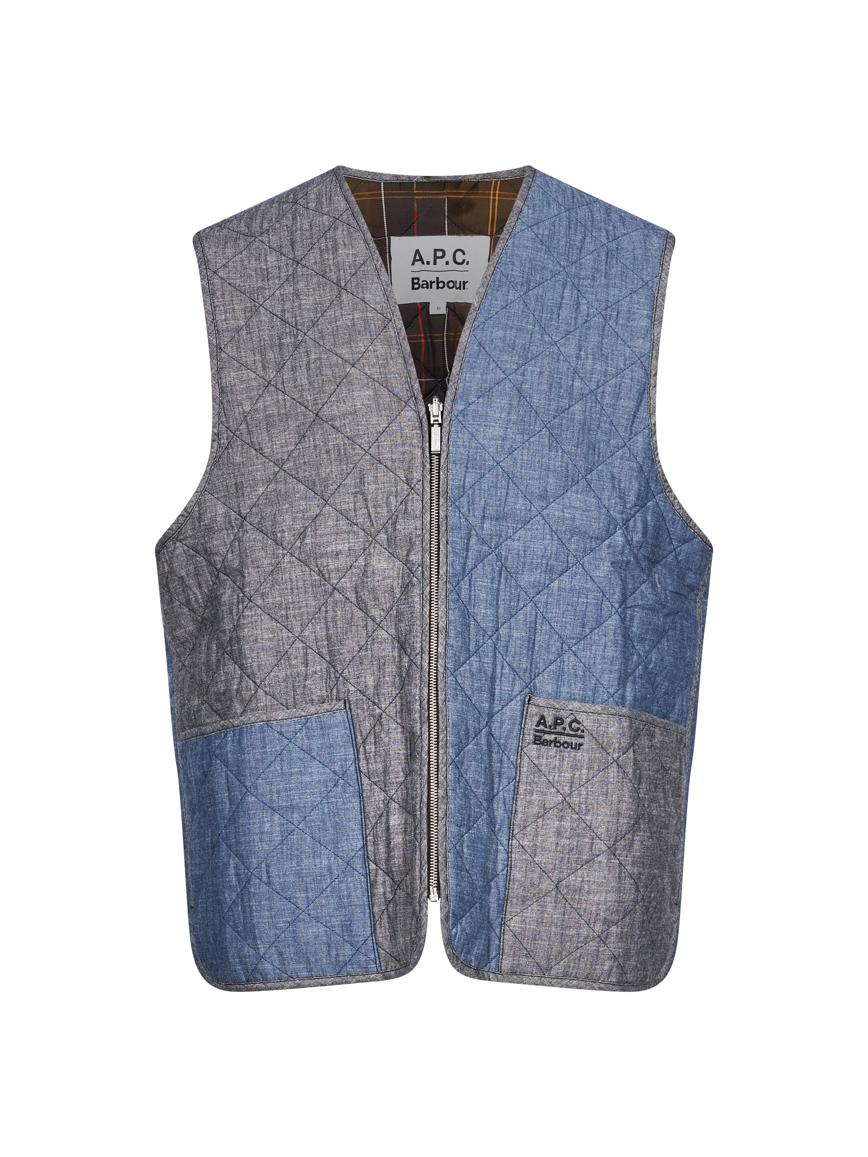 Gilet trapuntato con zip multicolor 