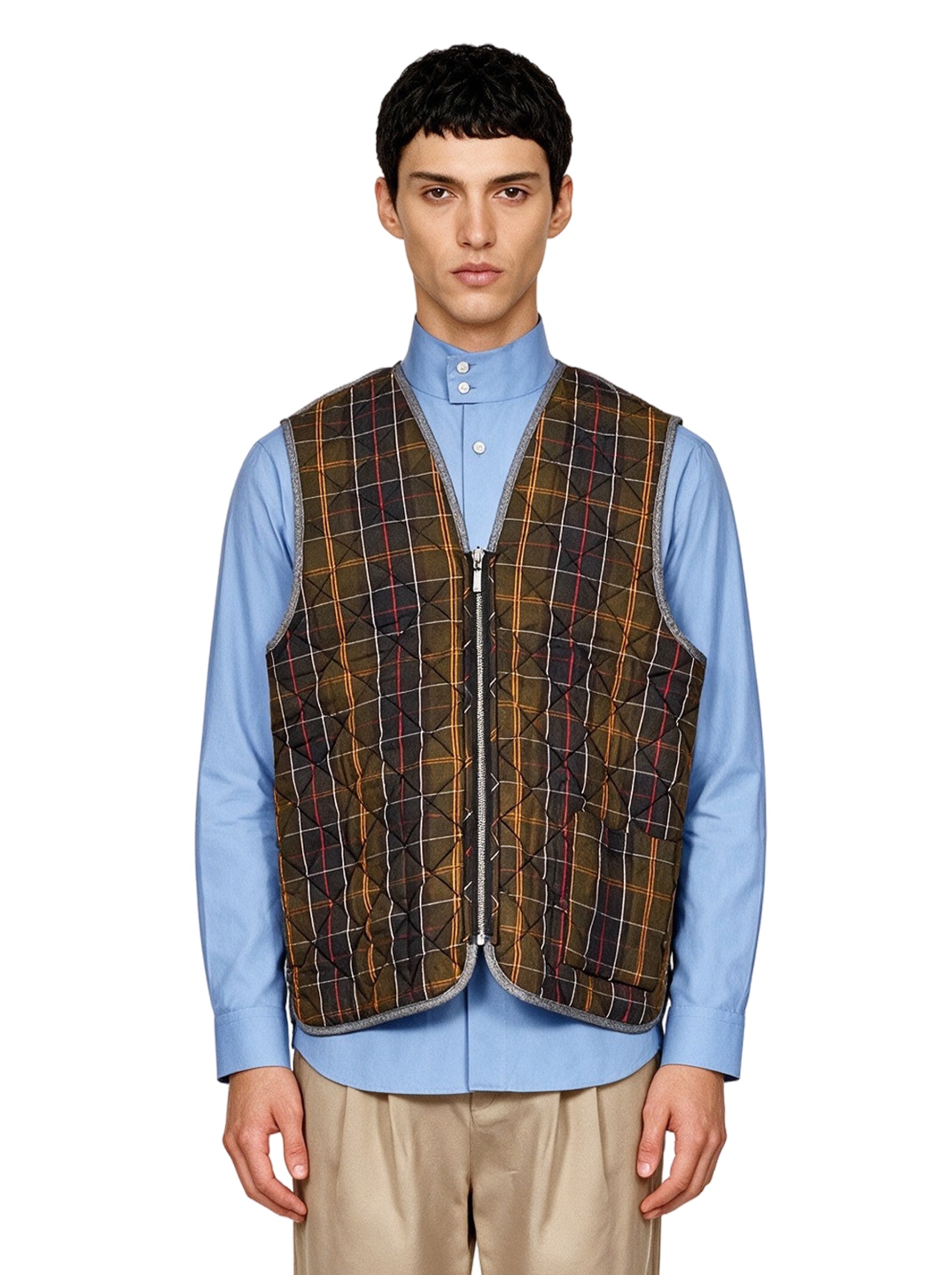 Gilet trapuntato con zip multicolor 