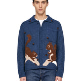 Cardigan Cusco con scoiattolo in blu 