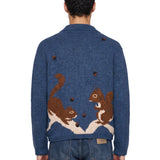 Cardigan Cusco con scoiattolo in blu 