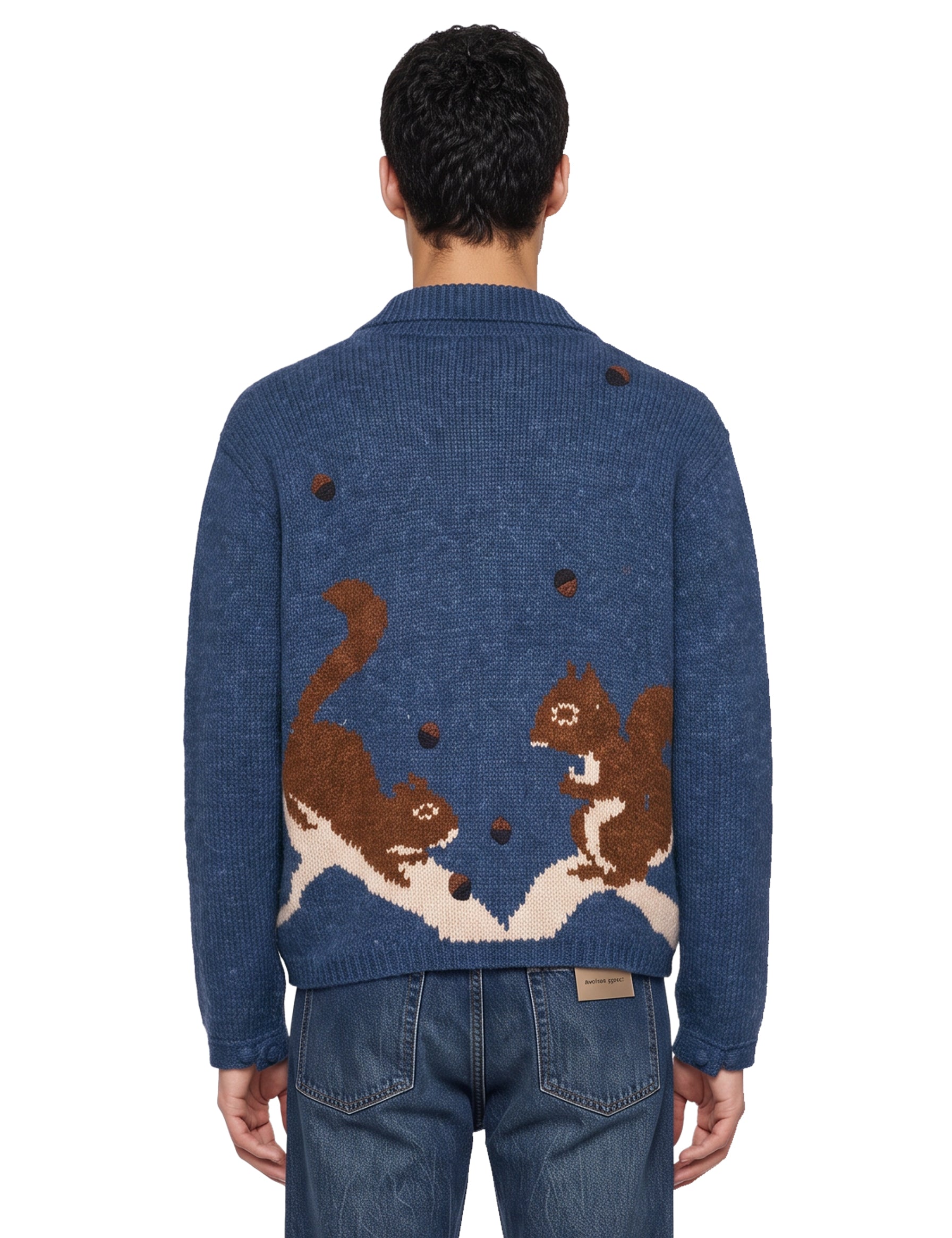 Cardigan Cusco con scoiattolo in blu 