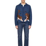 Cardigan Cusco con scoiattolo in blu 