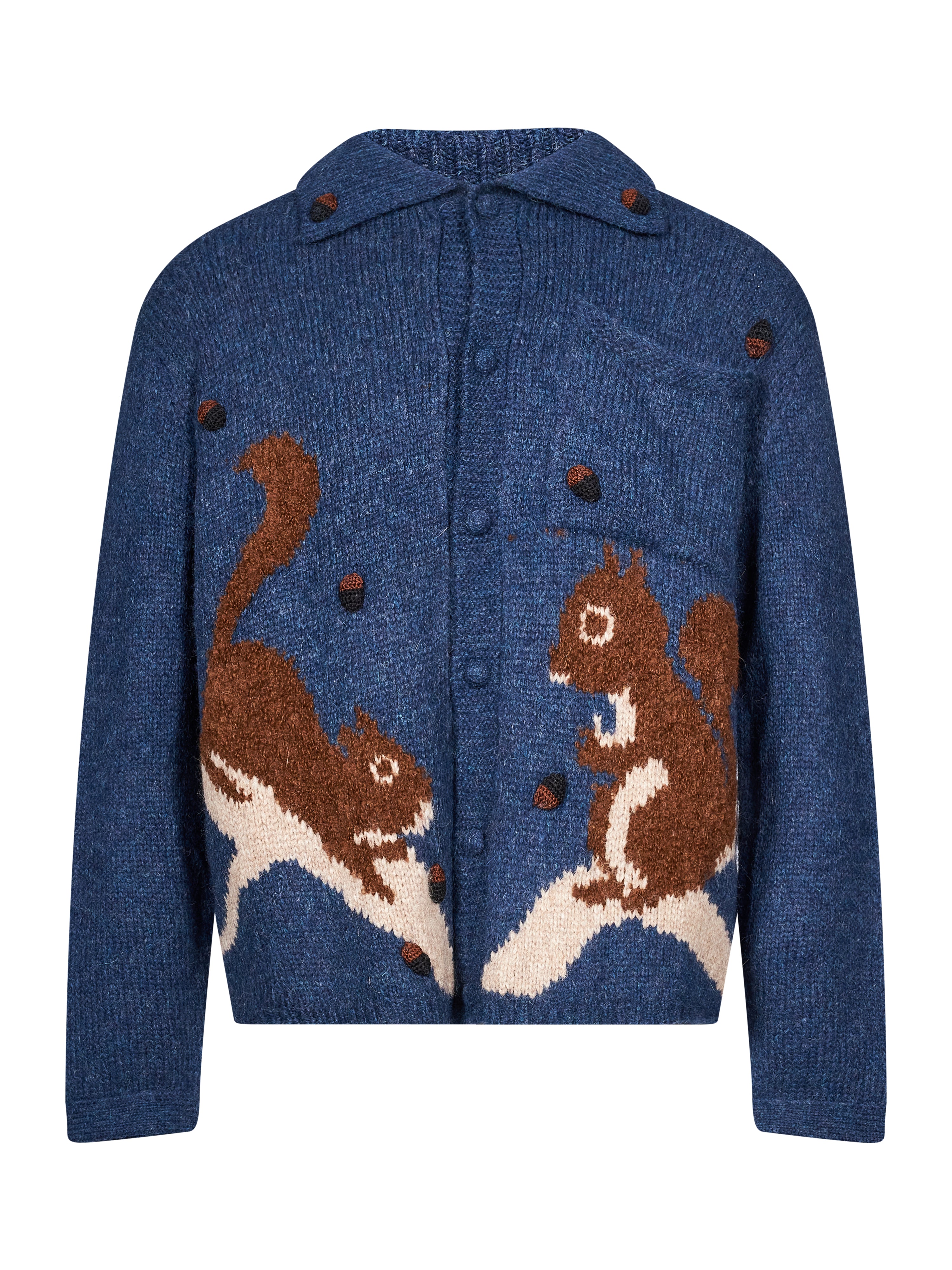 Cardigan Cusco con scoiattolo in blu 