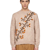 Maglione Puff con ricamo in beige 