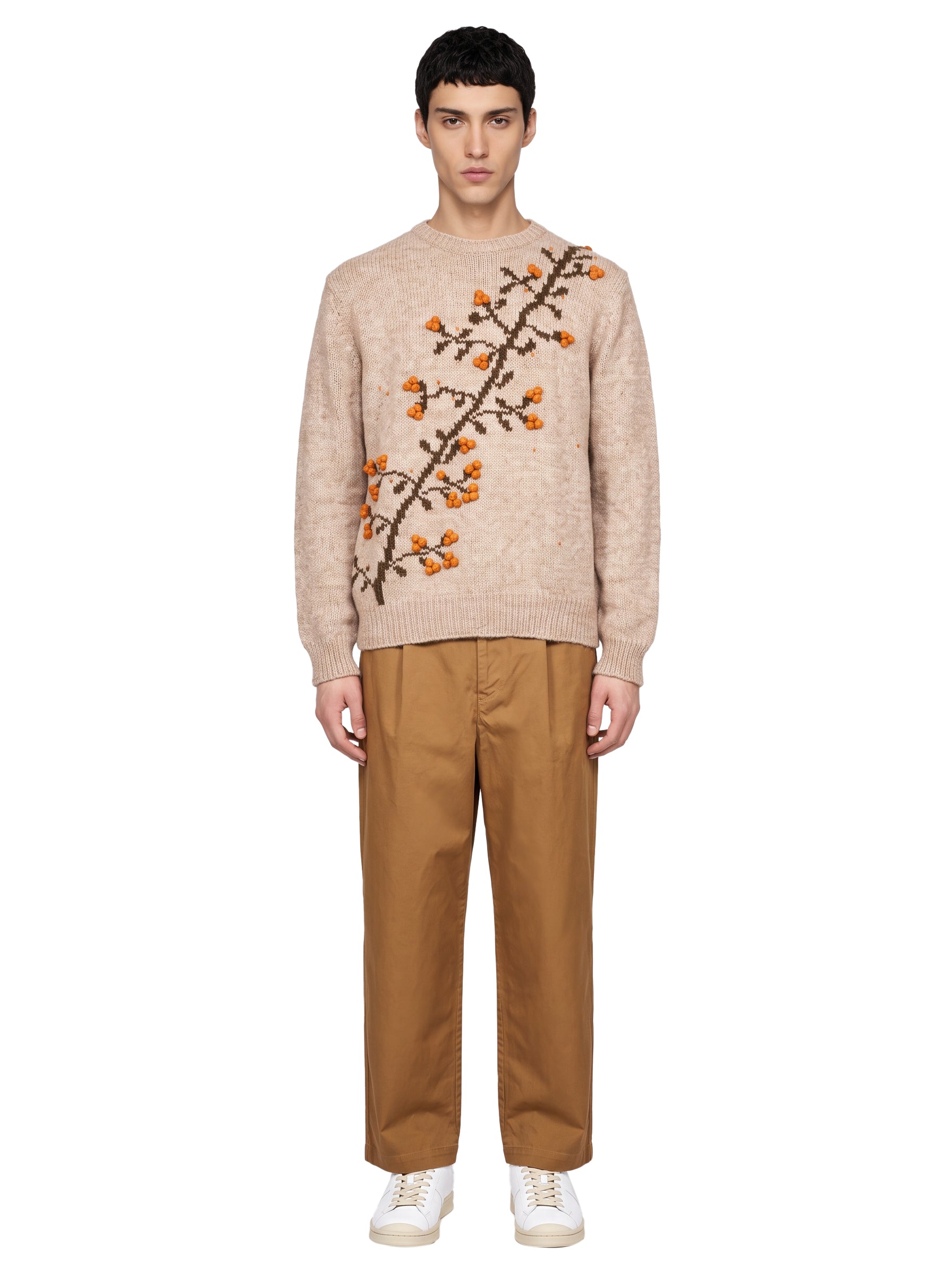 Maglione Puff con ricamo in beige 
