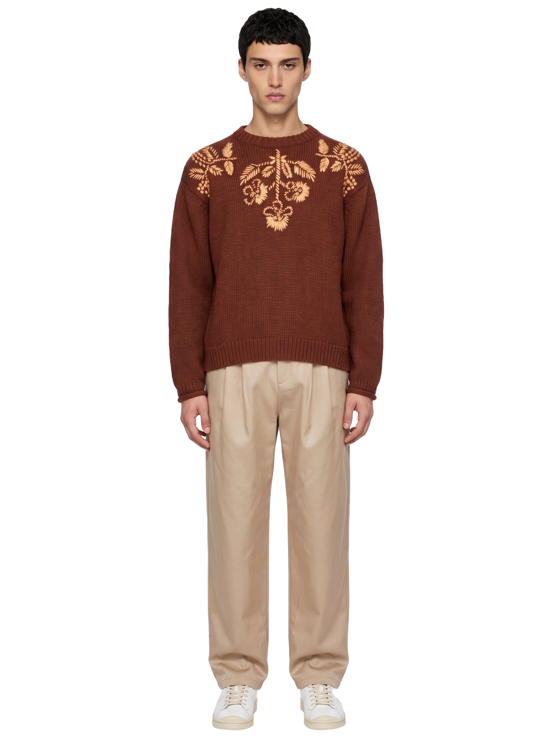 Maglione Chincha con ricamo in marrone 