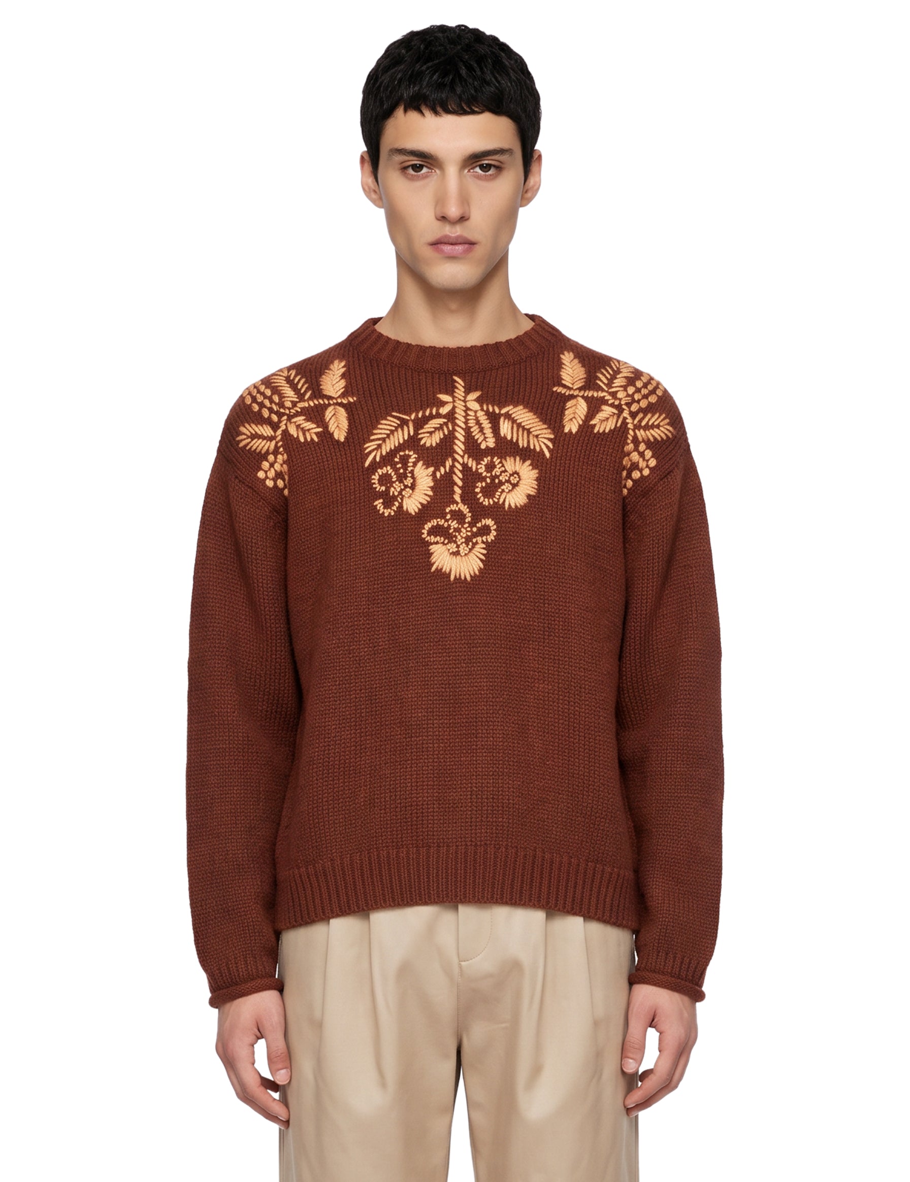 Maglione Chincha con ricamo in marrone 