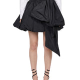 Gonna mini in taffetà in nero 