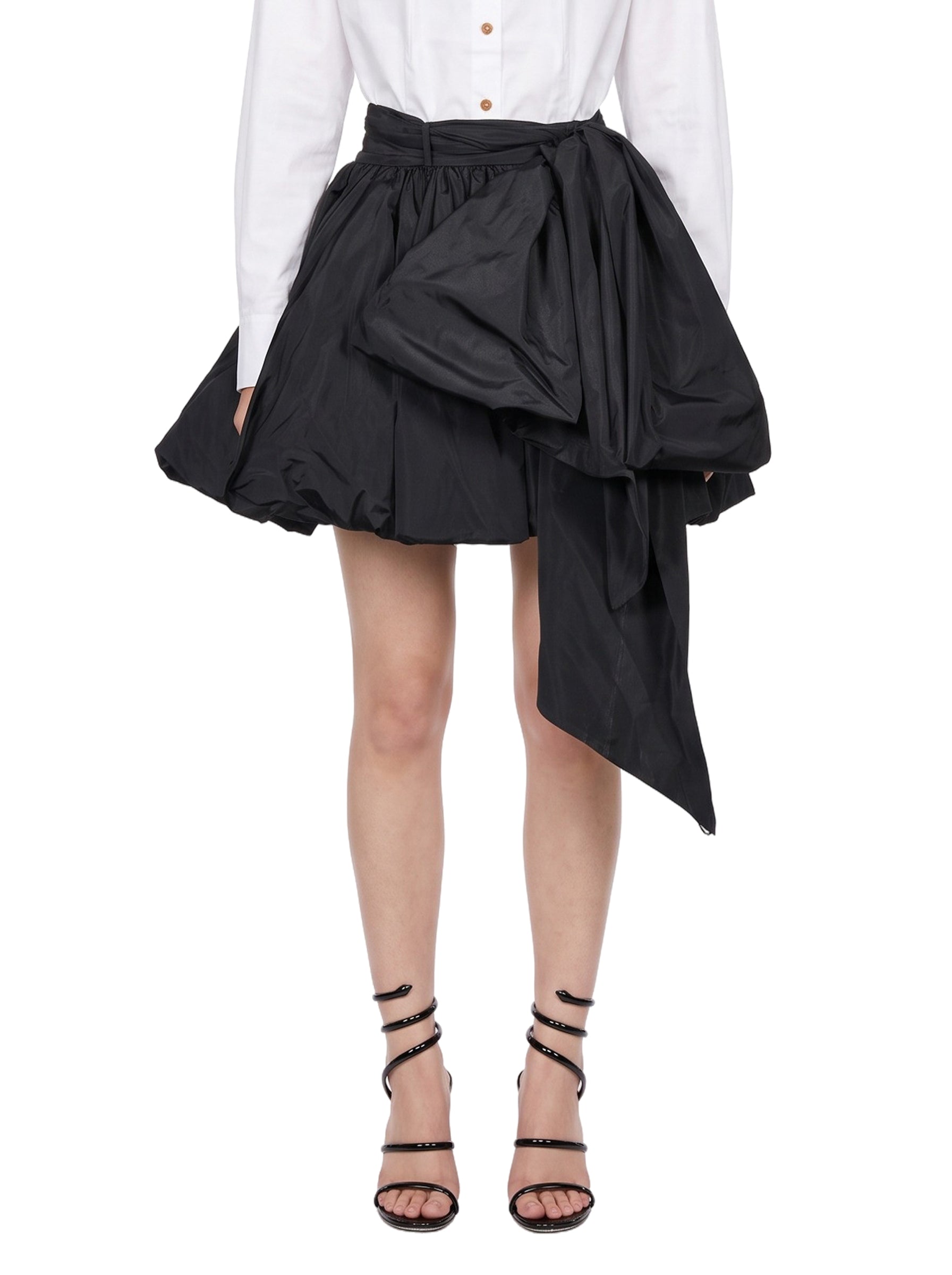 Gonna mini in taffetà in nero 