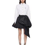 Gonna mini in taffetà in nero 
