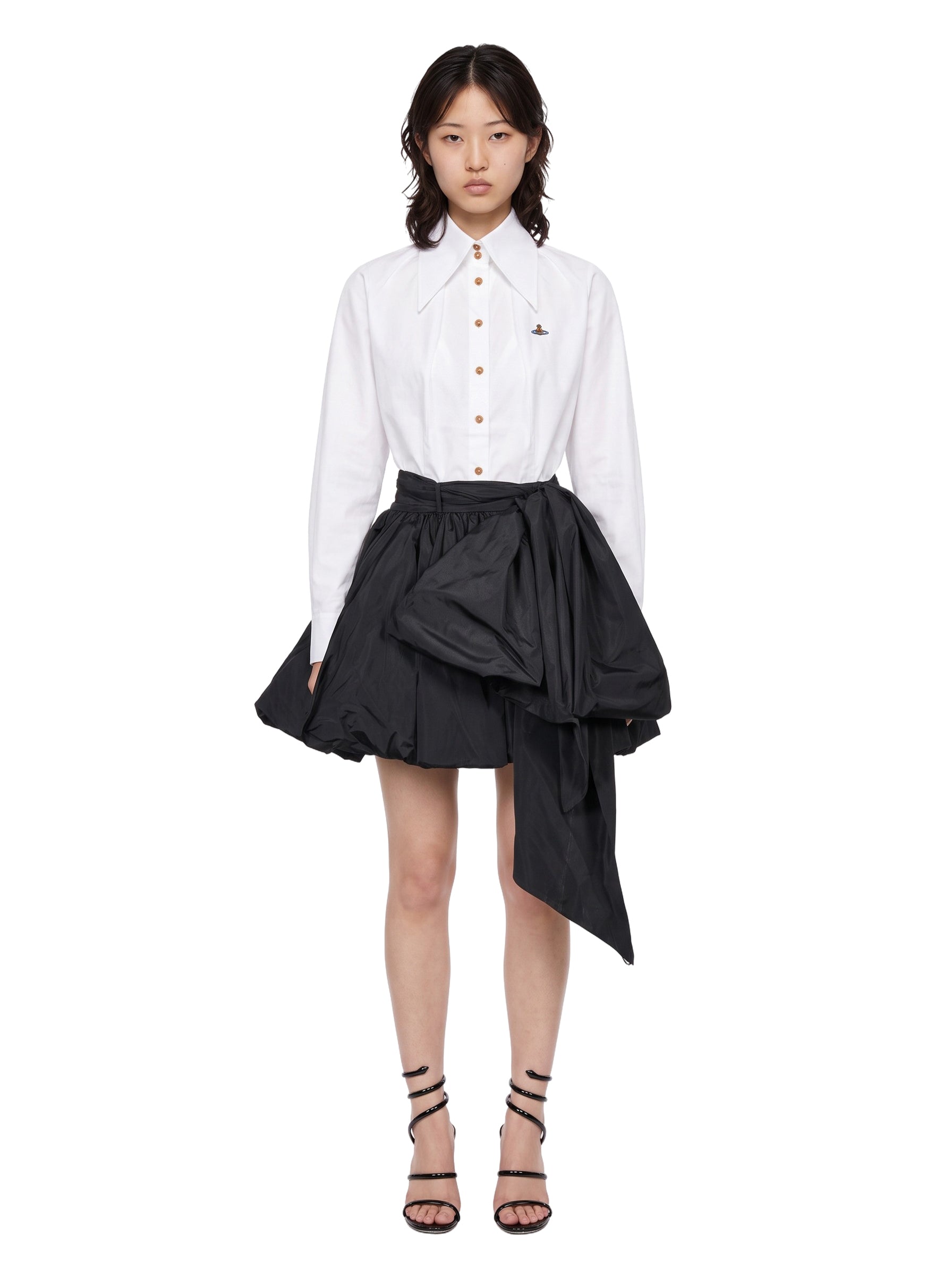 Gonna mini in taffetà in nero 