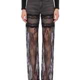 Jeans con pizzo Chantilly in nero 