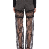 Jeans con pizzo Chantilly in nero 