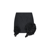 Minigonna in taffetà con rose in nero 