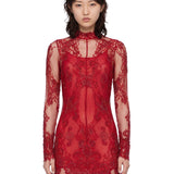 Abito mini in pizzo in rosso 