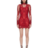 Abito mini in pizzo in rosso 