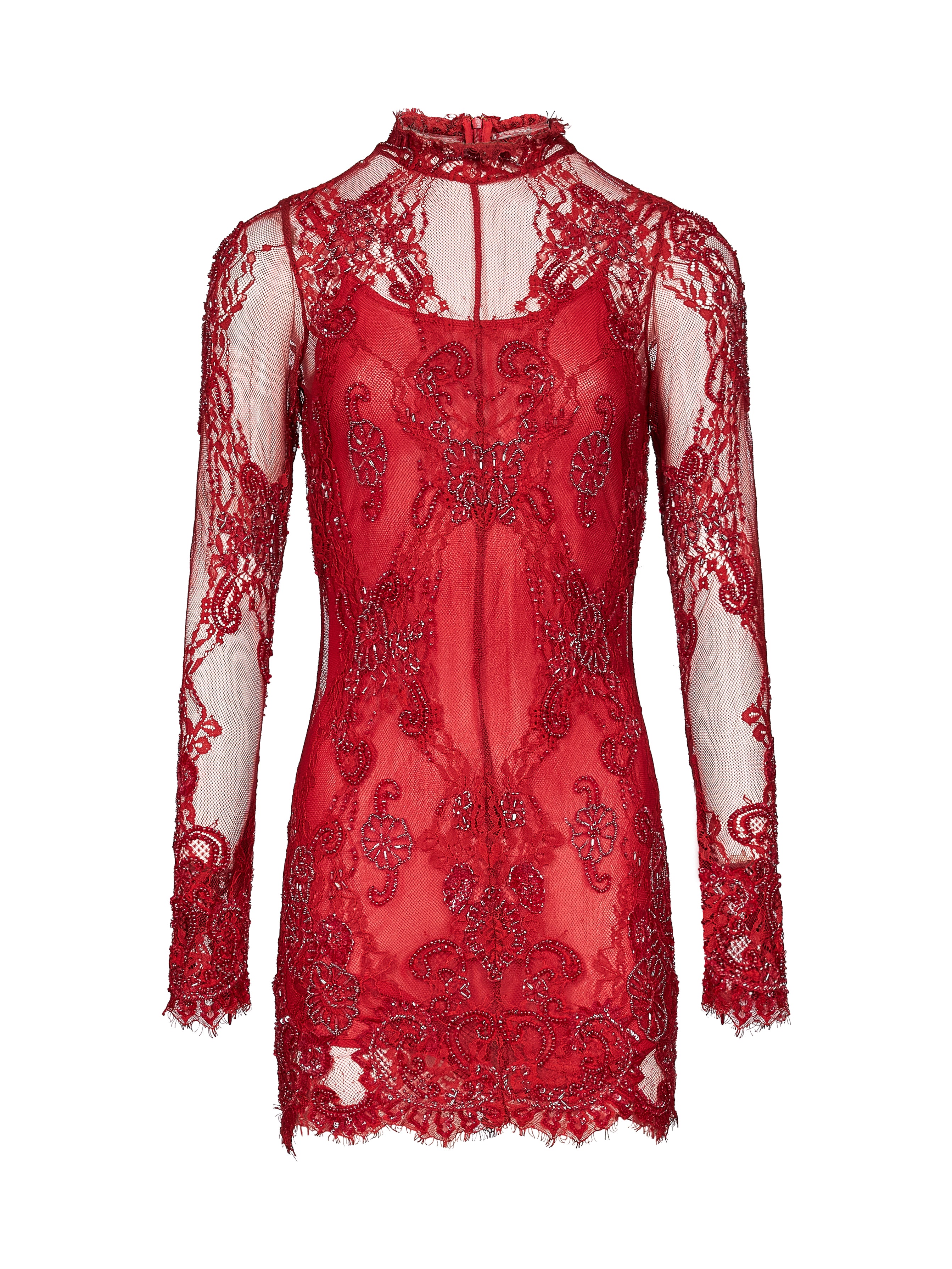 Abito mini in pizzo in rosso 