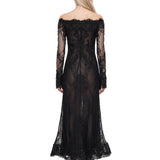 Abito lungo con pizzo in nero 