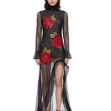 Abito lungo in tulle in nero 