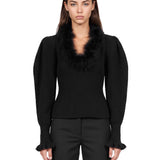 Maglia a coste in nero 