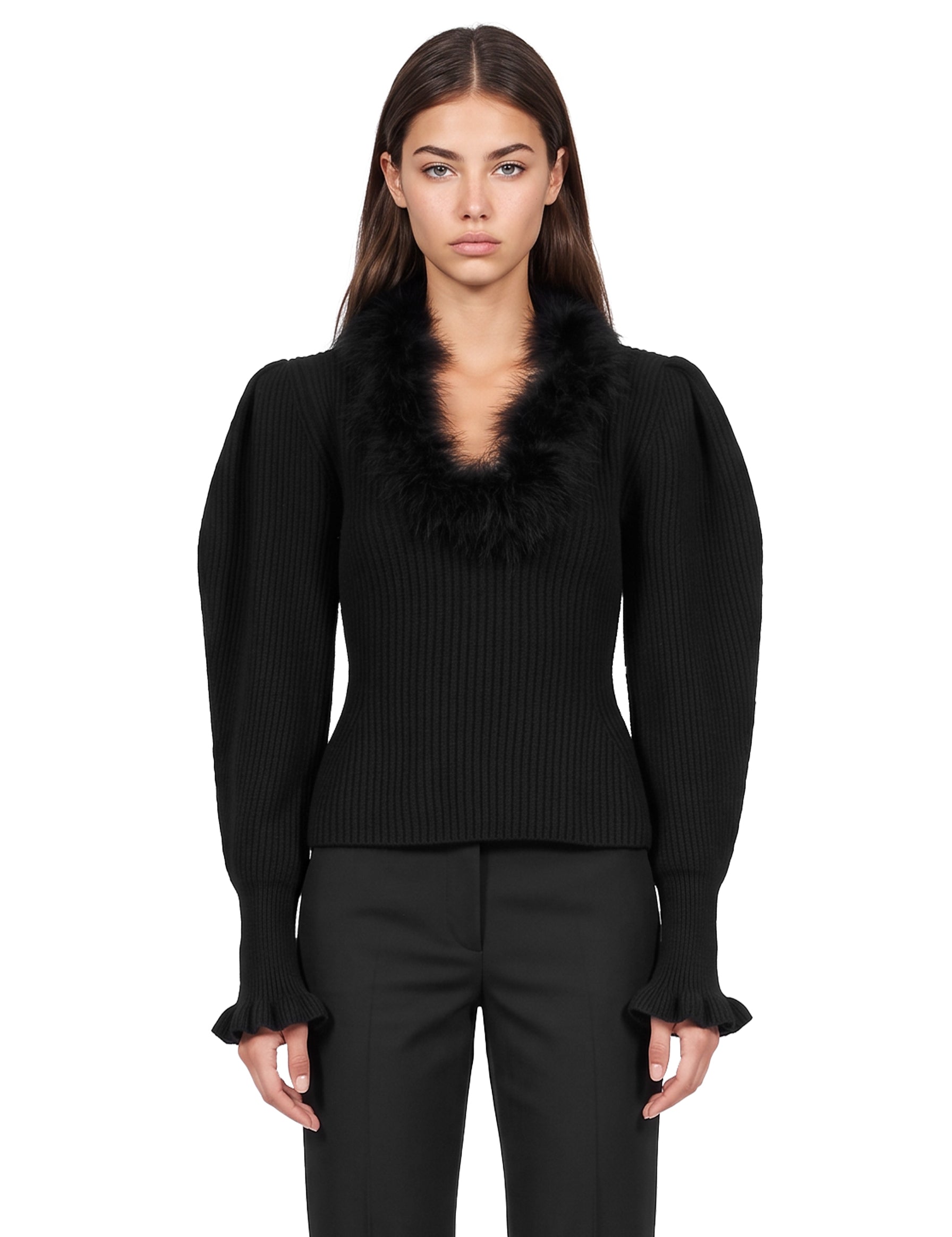 Maglia a coste in nero 