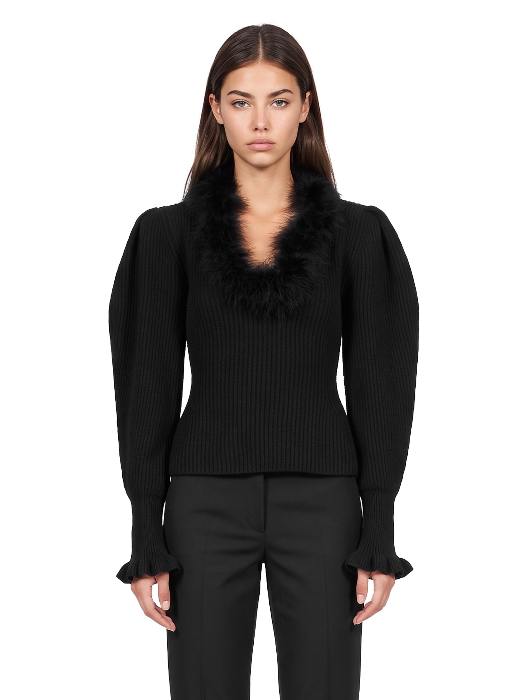 Maglia a coste in nero 