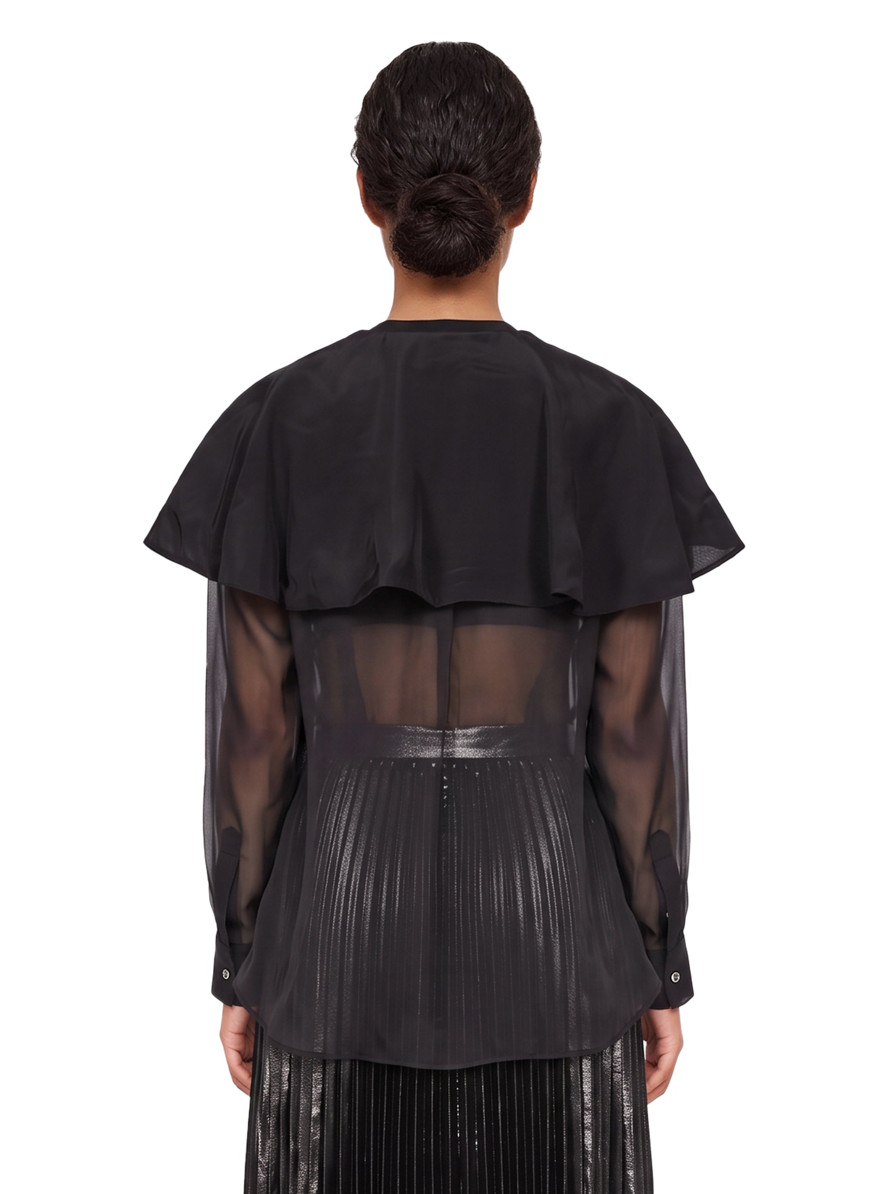 Blusa con colletto maxi in nero 