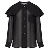 Blusa con colletto maxi in nero 