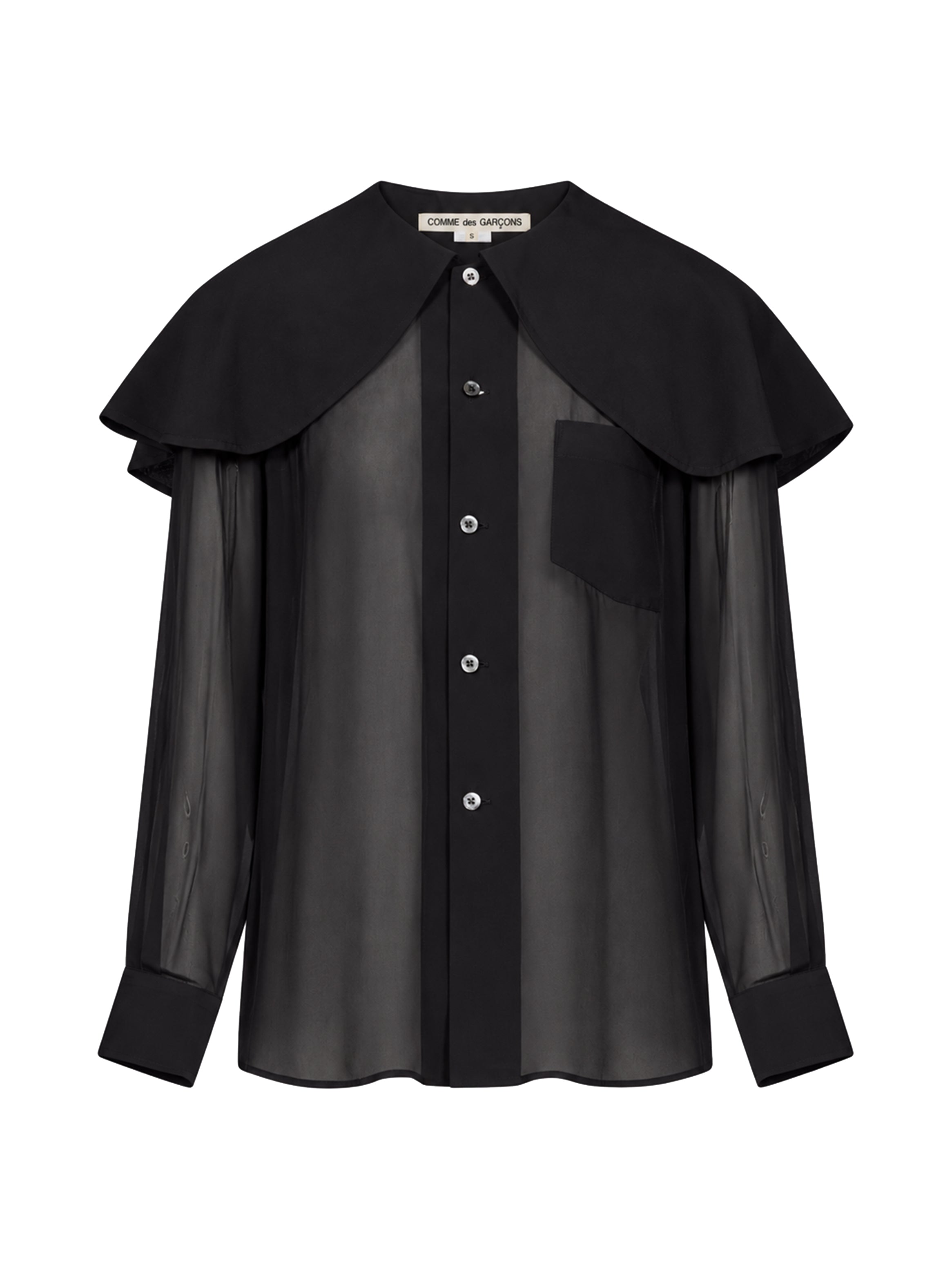 Blusa con colletto maxi in nero 