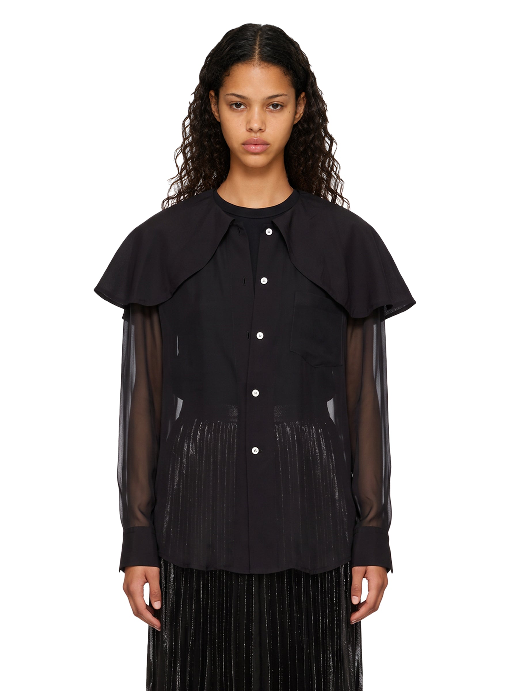 Blusa con colletto maxi in nero 