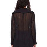 Blusa con colletto maxi in nero 