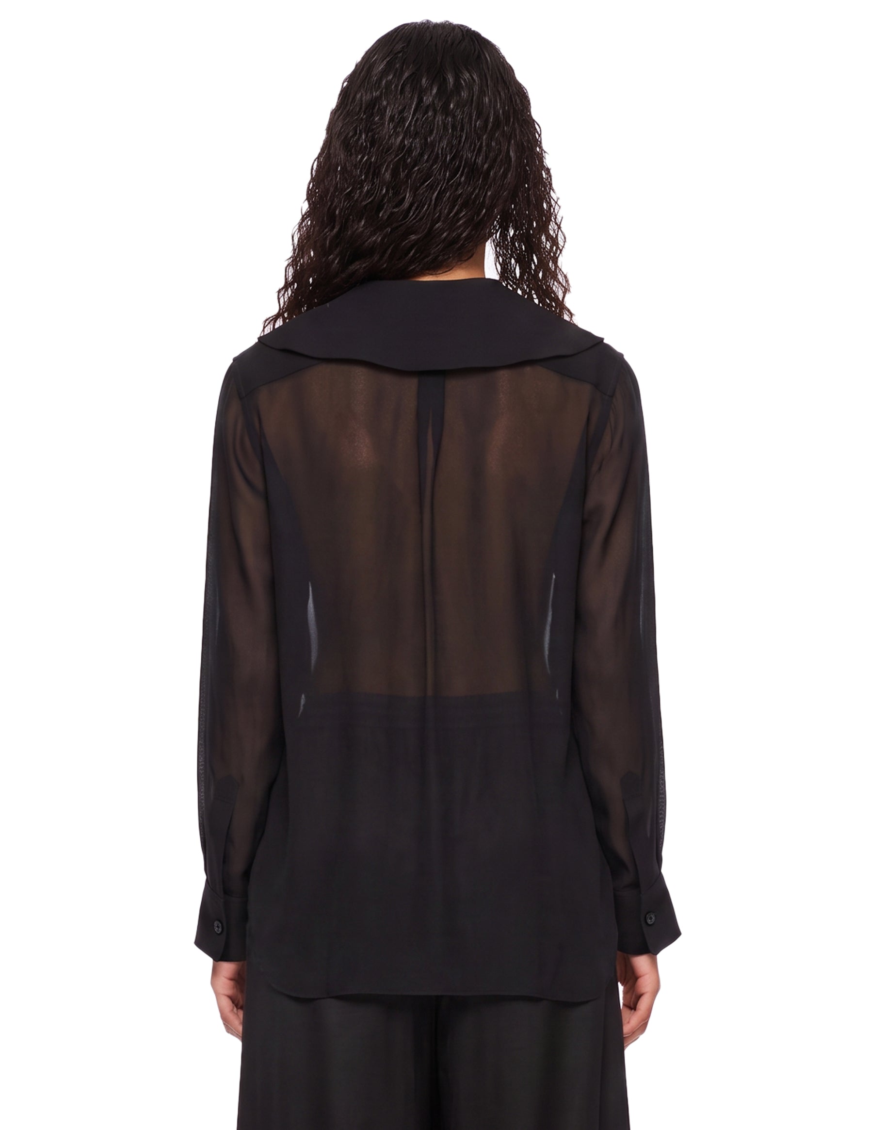 Blusa con colletto maxi in nero 