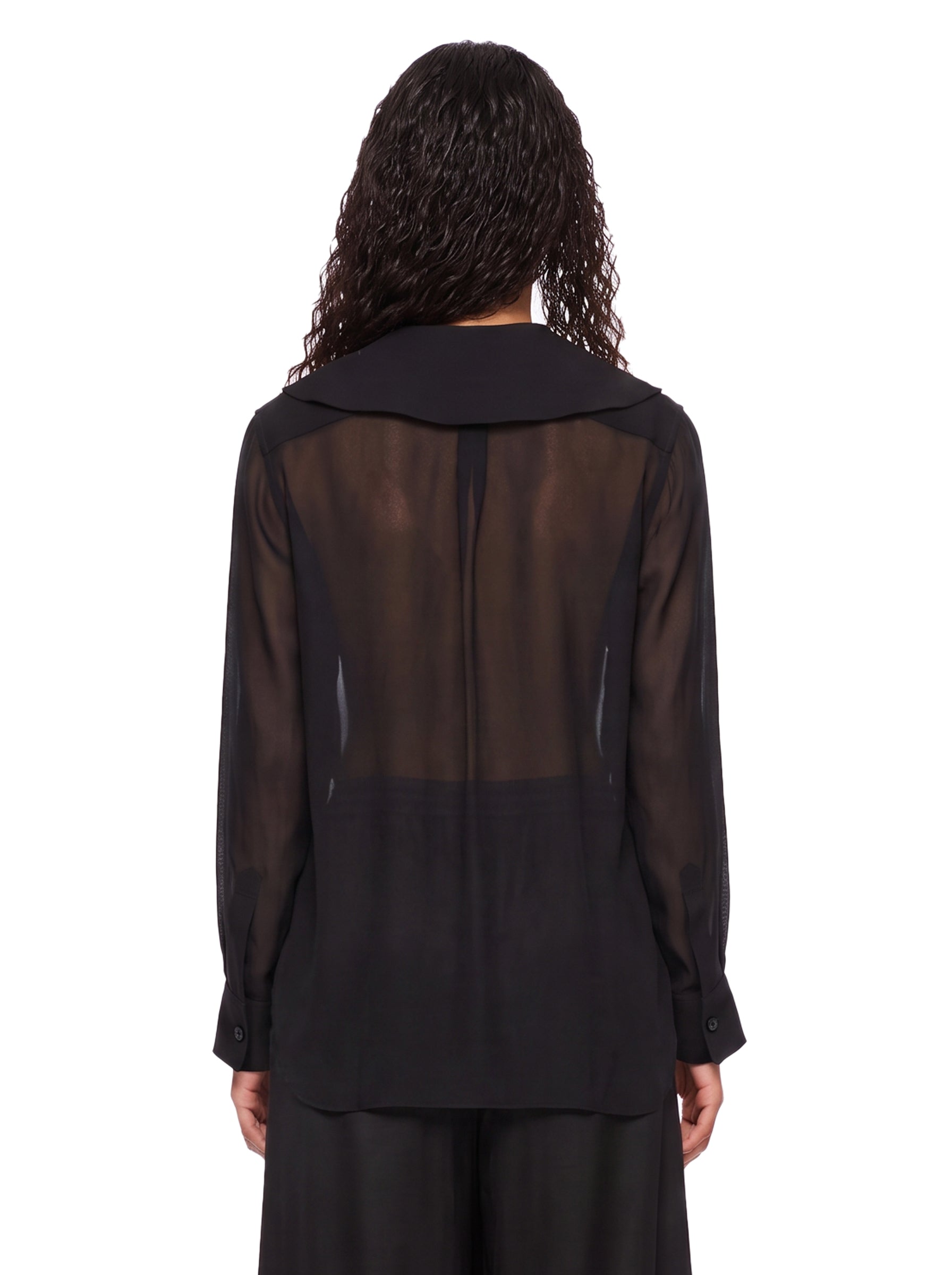 Blusa con colletto maxi in nero 
