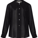 Blusa con colletto maxi in nero 
