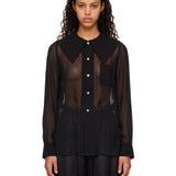 Blusa con colletto maxi in nero 